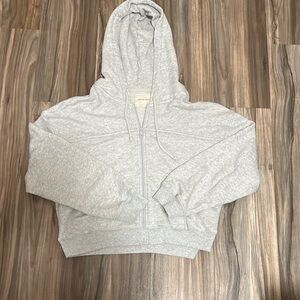 American Eagle Outfitters Light Gray Zip-Up Hoodie